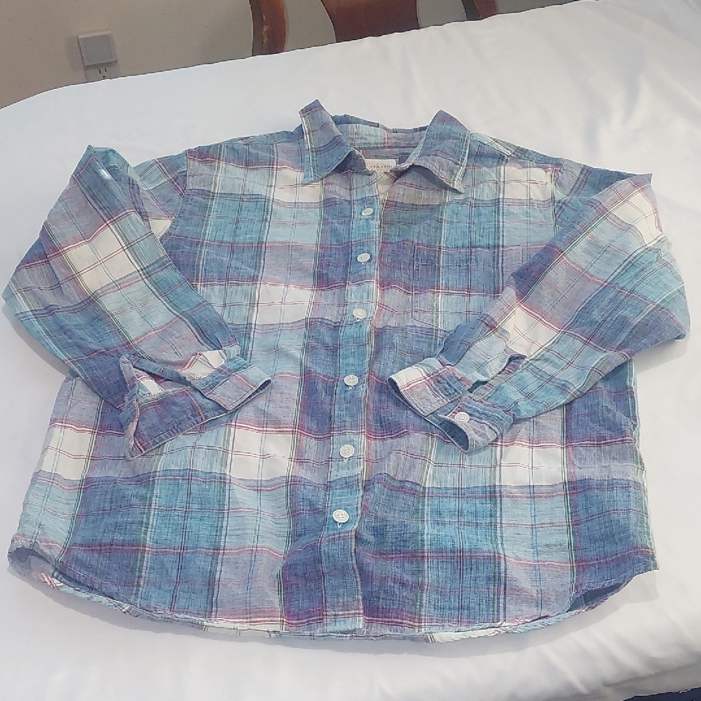 Capistrano Redwhite And Blue Plaid Blouse  100 Percent Cotton .Size 14 -16 Women